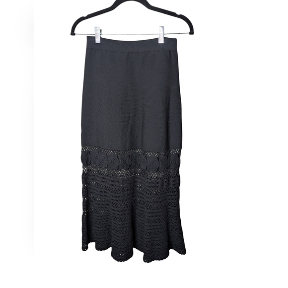 Jonathan Simkhai Black Knit Crochet Midi Skirt sz XS - Picture 2 of 9